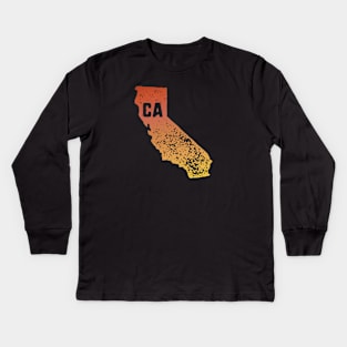 US state pride: Stamp map of California (CA letters cut out) Kids Long Sleeve T-Shirt